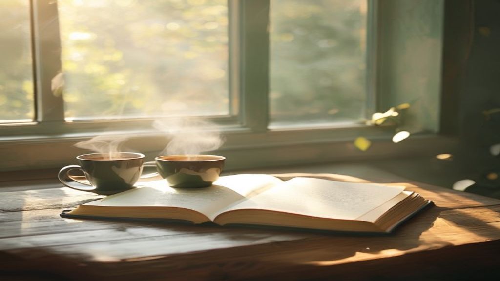Minimalistisk arbeidsarea med notatbok og kaffe